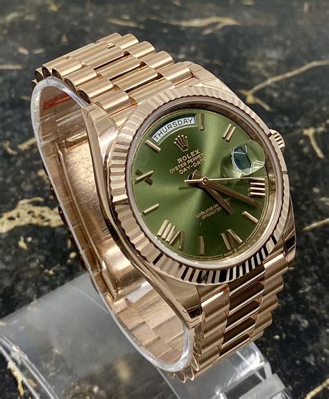 rolex gold with green|Rolex day date 40 228235.